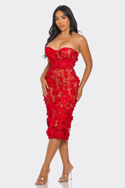 Scarlet Romance Appliqué Dress