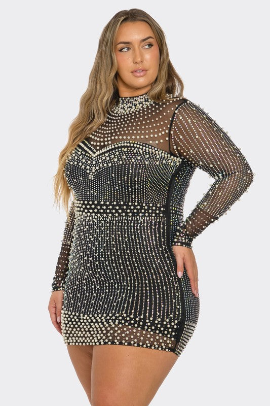 Luxe Glow Pearl Mini Dress