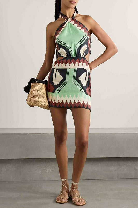 Boho Halter Short Dress
