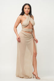 Jada/Svelte Halter Neck Sheath Dress