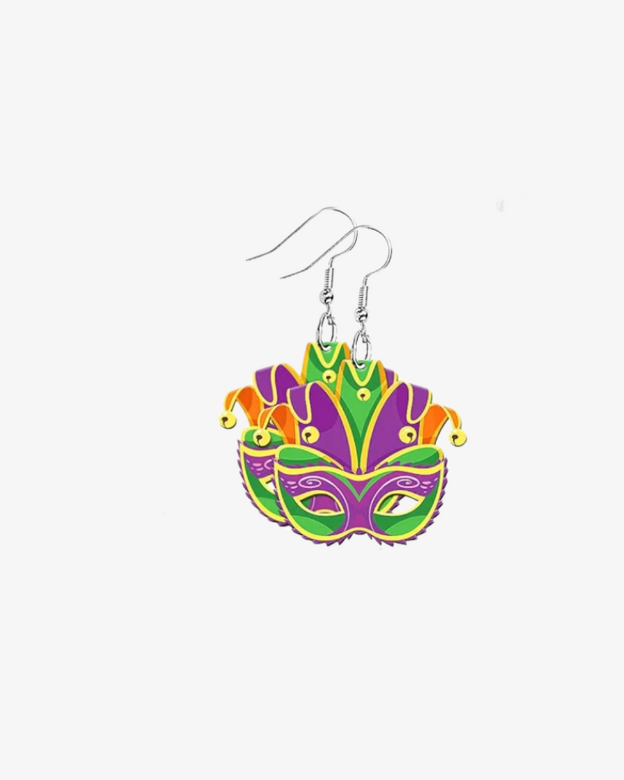 Mini Mardi Gras Acrylic Earrings