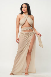 Jada/Svelte Halter Neck Sheath Dress