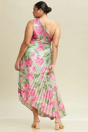 Lotus Bloom Pleated Dress Plus
