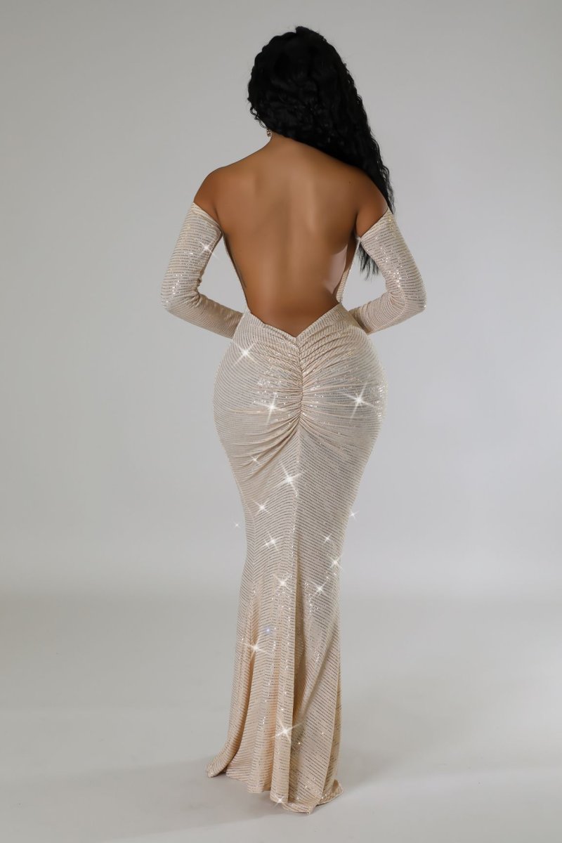 Shimmer Nights Sequin Backless Dress