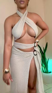 Jada/Svelte Halter Neck Sheath Dress