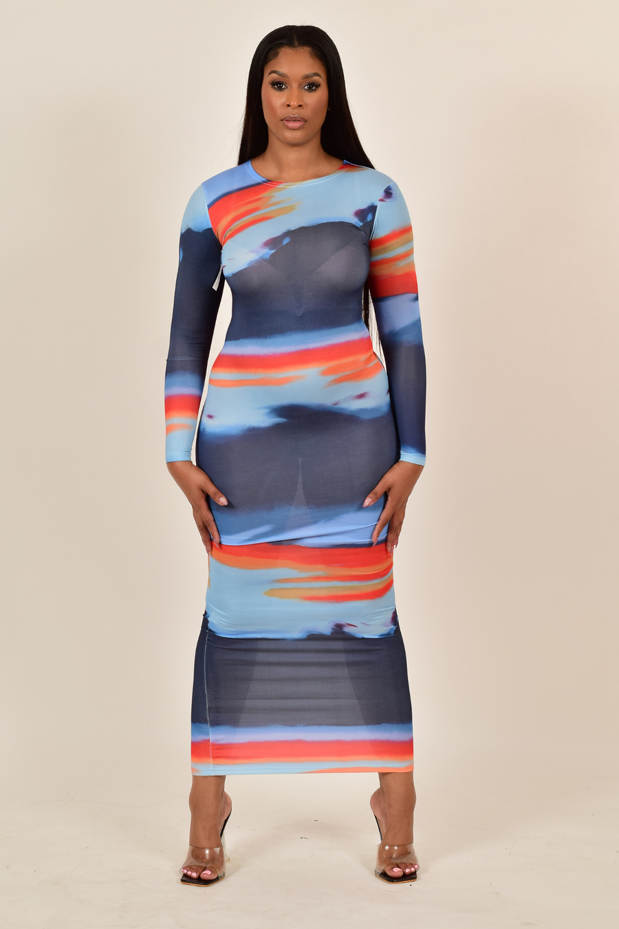 Colorful Print Maxi Dress