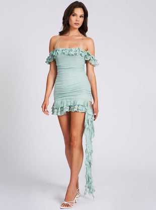 Draping Ruffles Mini Dress (Preorder)