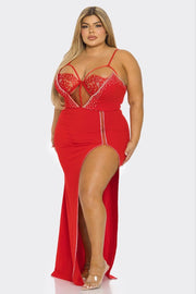 The Lacia Glam Dress Plus Red