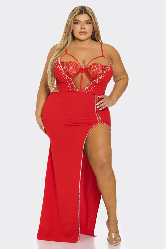 The Lacia Glam Dress Plus Red