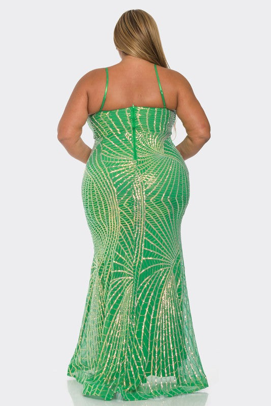 On Stage Dress Plus Dusty Green
