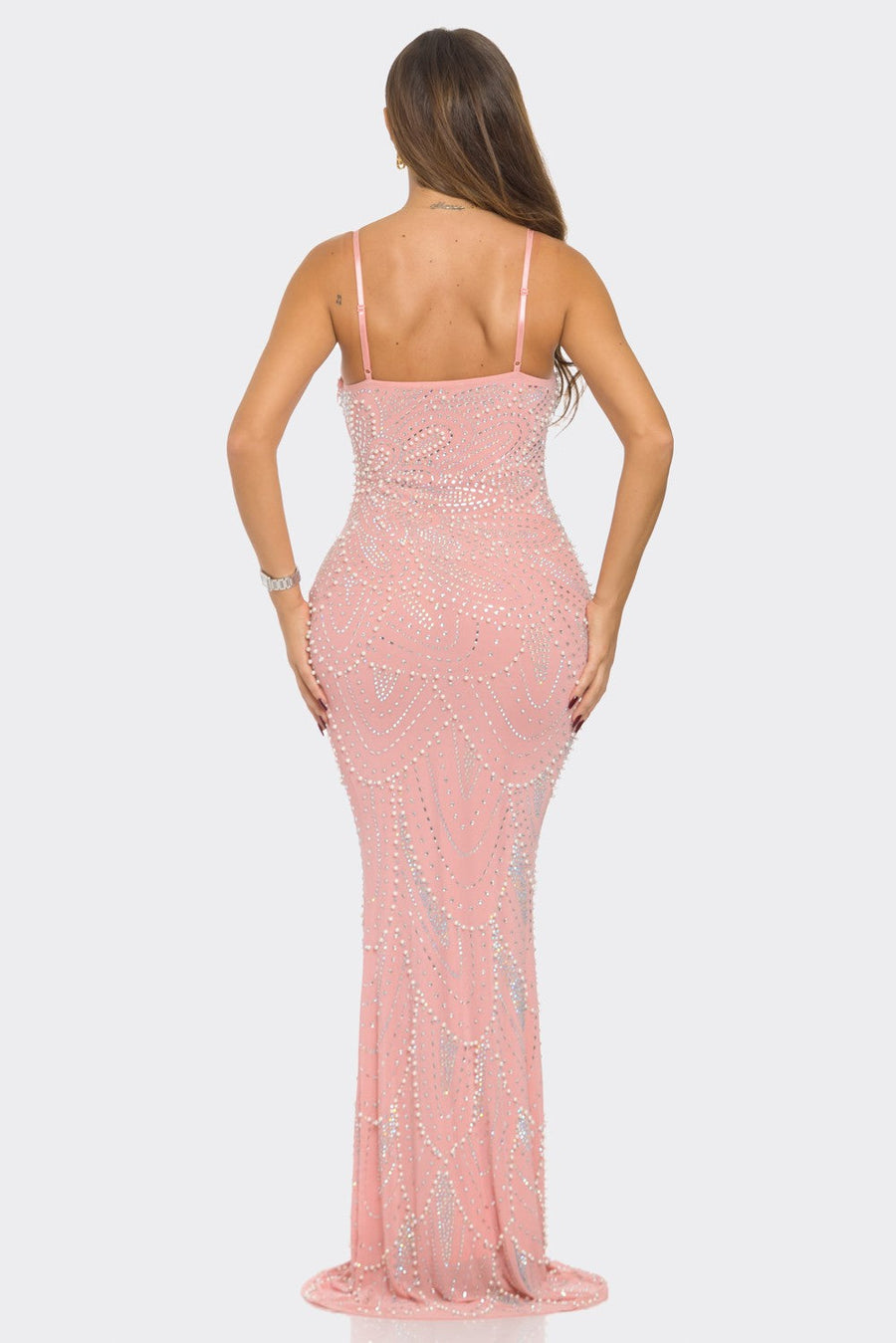 Glam Girl Rhinestone Dress Pink
