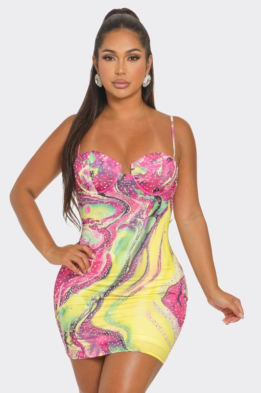 Abstract Print Bodycon Mini Dress
