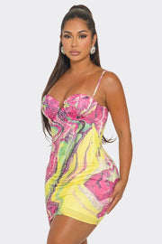 Abstract Print Bodycon Mini Dress
