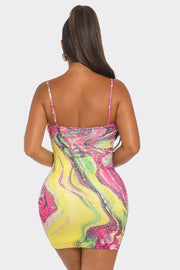 Abstract Print Bodycon Mini Dress
