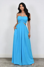 Crinkle Cut Out Tube Jumpsuit