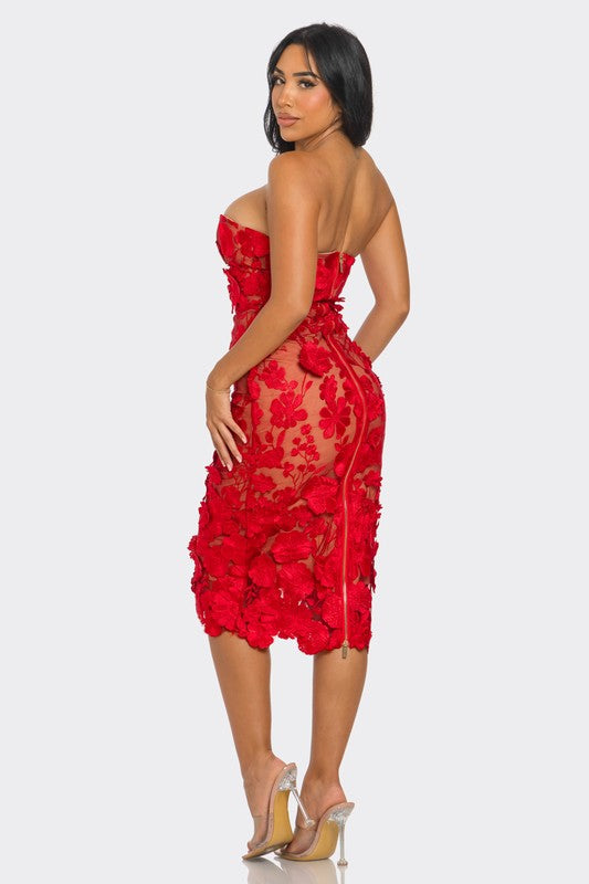 Scarlet Romance Appliqué Dress