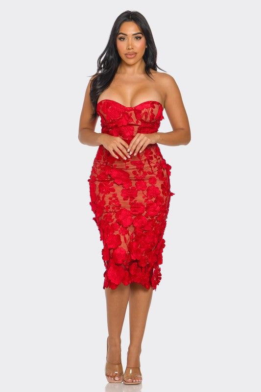 Scarlet Romance Appliqué Dress