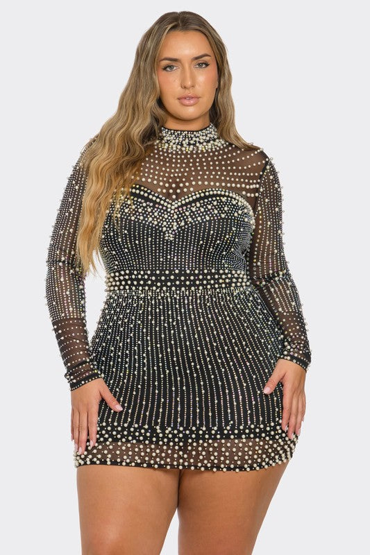 Luxe Glow Pearl Mini Dress
