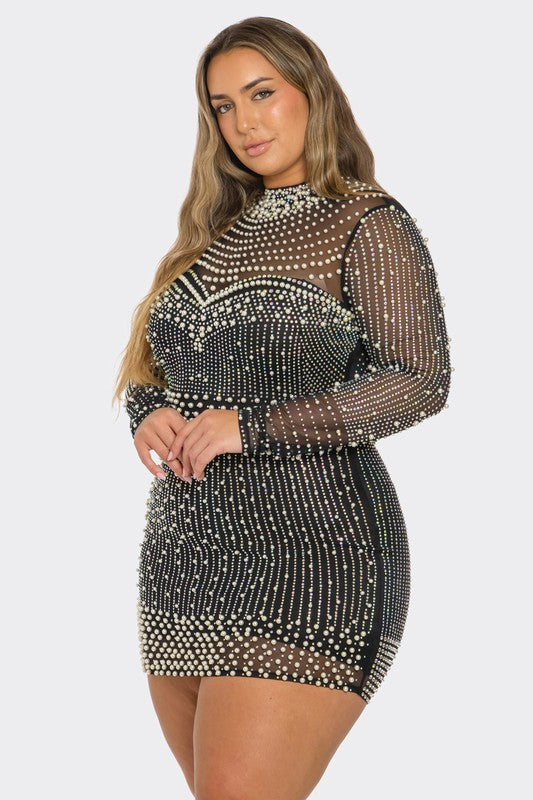 Luxe Glow Pearl Mini Dress