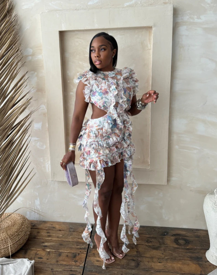 Watercolor Floral Eyelet Dress