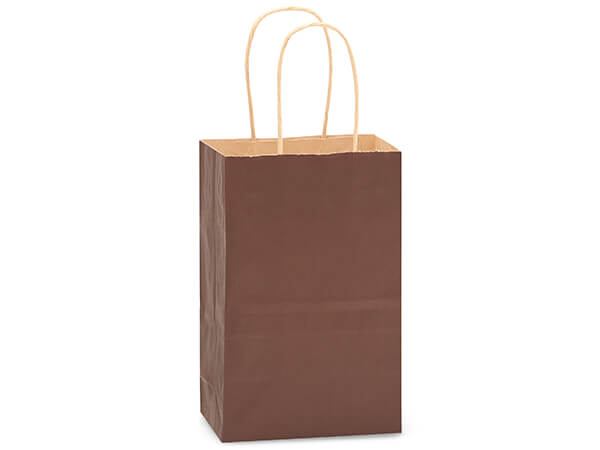 Chocolate Brown Recycled Kraft Bag, Rose 5.5x3.25x8.375"