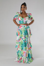 Sweetheart Neckline Ruffle Skirt Set