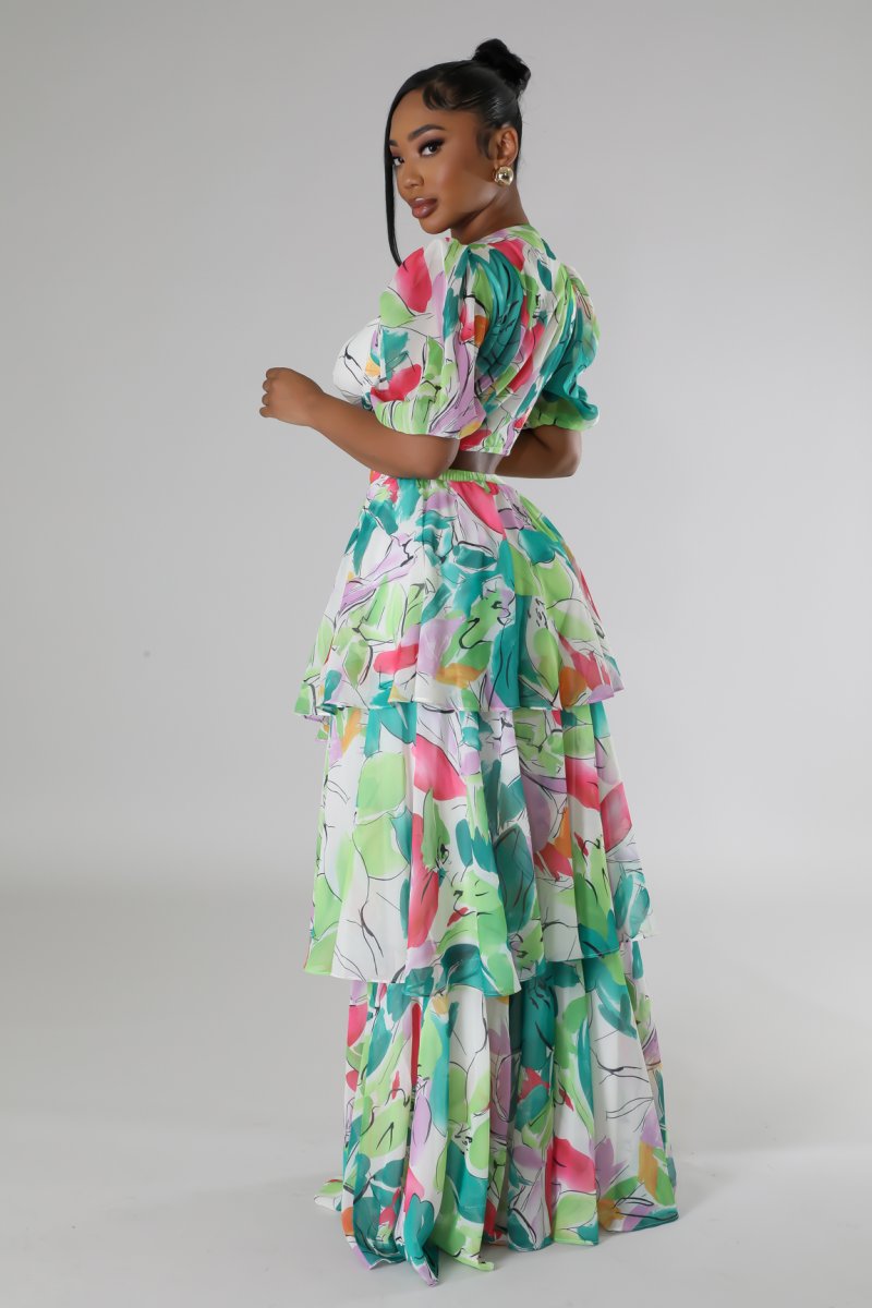 Sweetheart Neckline Ruffle Skirt Set