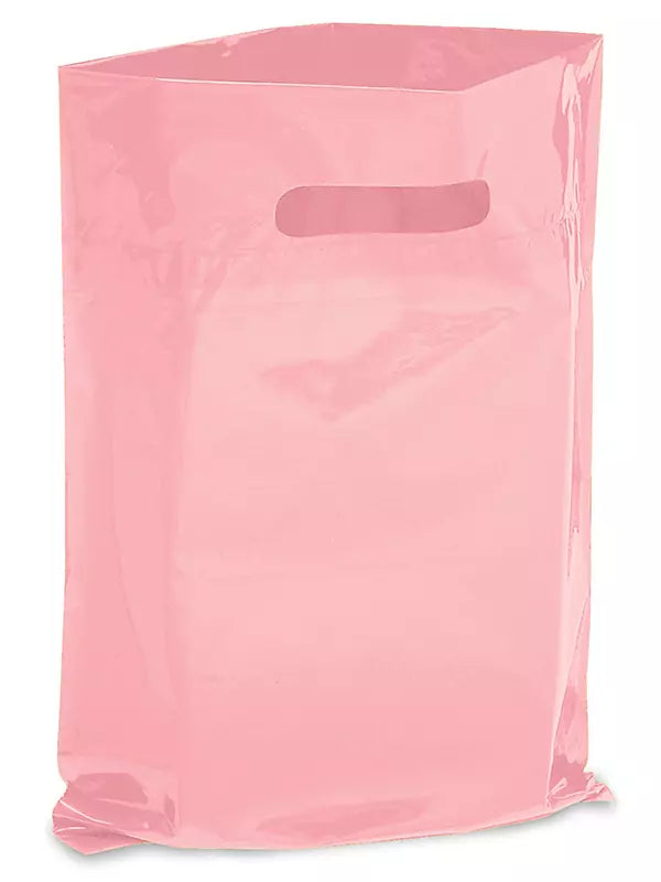 Pink The Glossy  Handle Bags - 9 x 12"