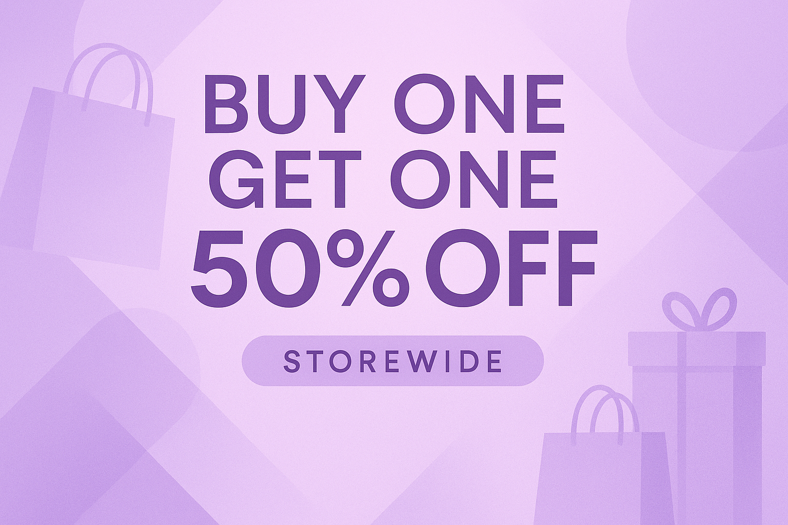 buy one get one 50% off but make the color lavender 