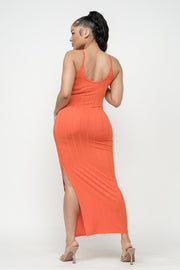 Krishner Side Slit Maxi Dress - Orange