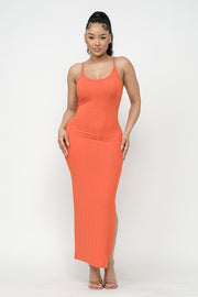 Krishner Side Slit Maxi Dress - Orange