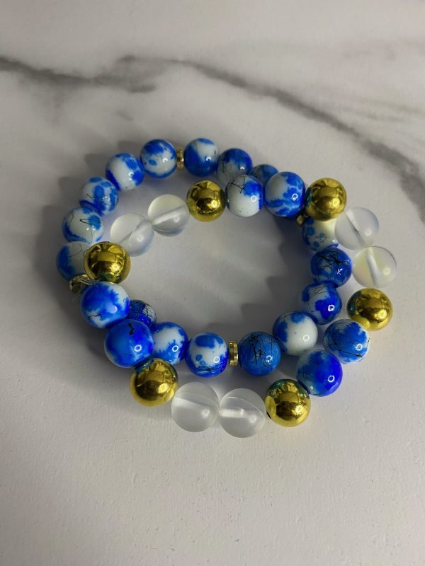 Twinnem Beaded Bracelet - Royal Blue w/ gold