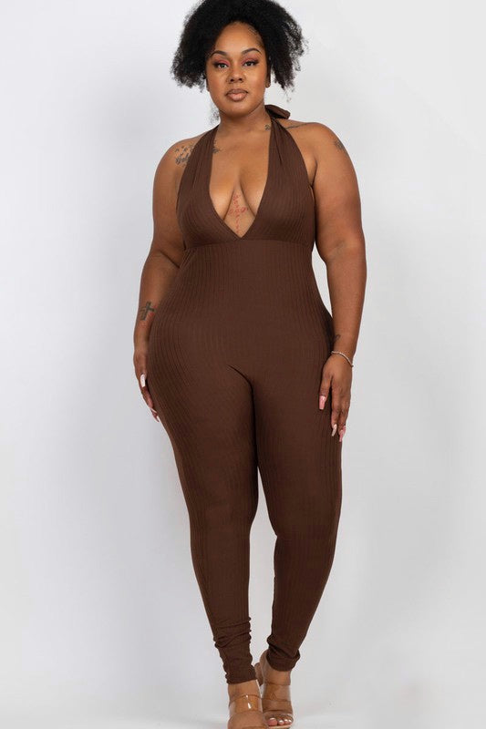 Sade Bodycon Jumpsuit - Brown